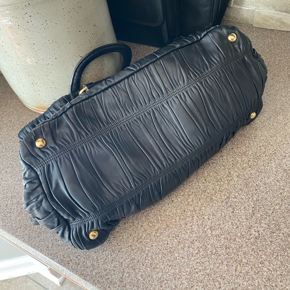 PRADA Napa Gaufre Ruched Leather Bag - Picture 4 of 9